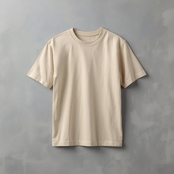 Plain Half Sleeve T-Shirt(Beige)