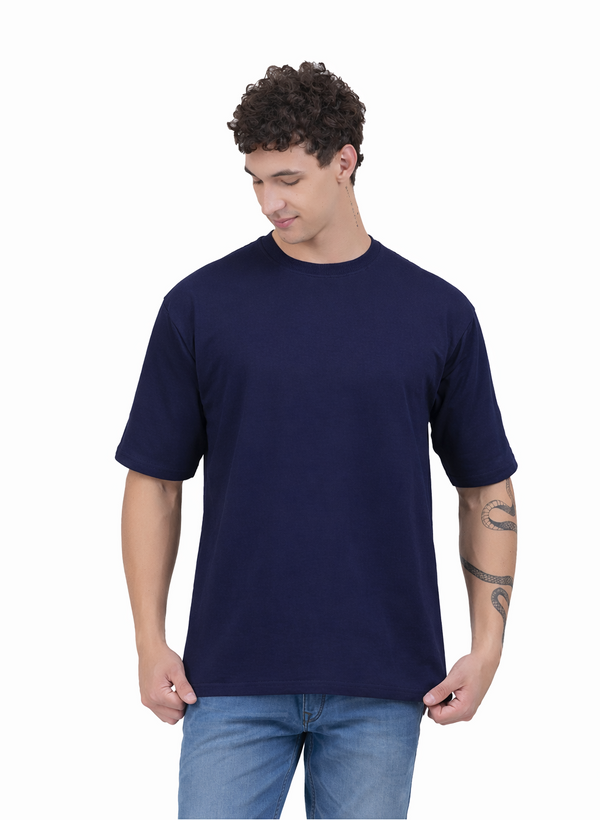 Kelvo Premium Oversized T-Shirt | 240 GSM Fresh Cotton-(Navy)