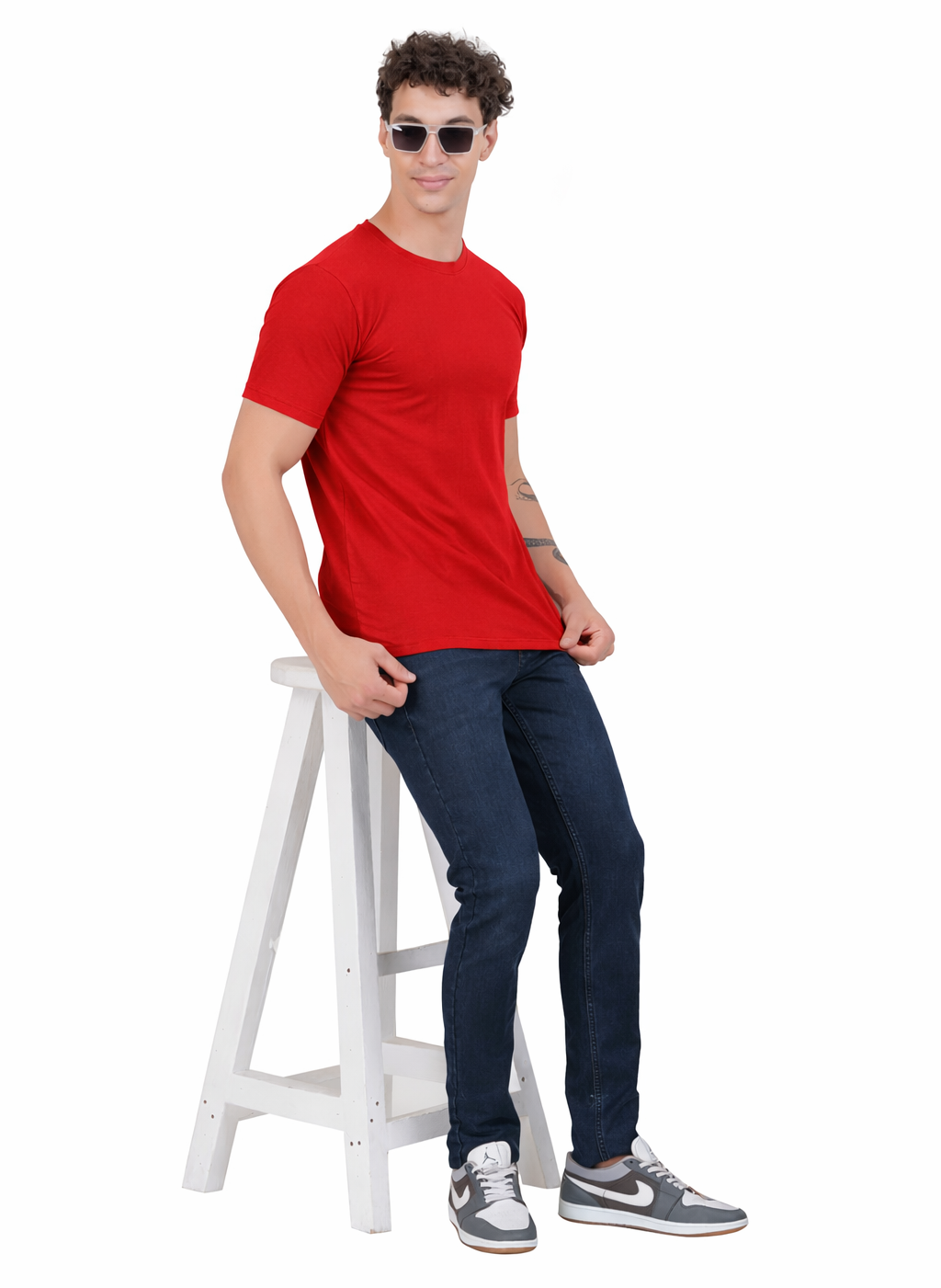 Plain Half Sleeve T-Shirt(Red)
