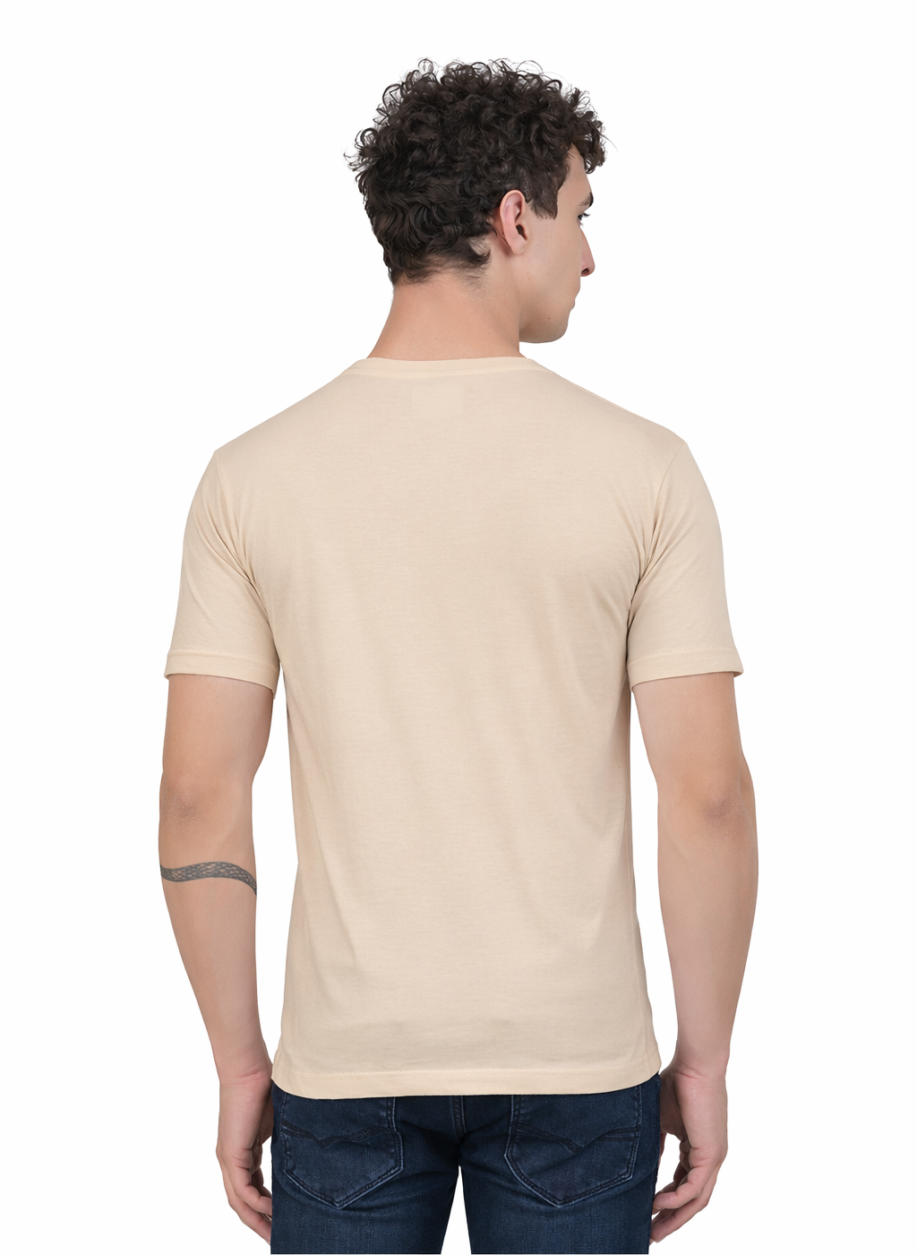 Plain Half Sleeve T-Shirt(Beige)