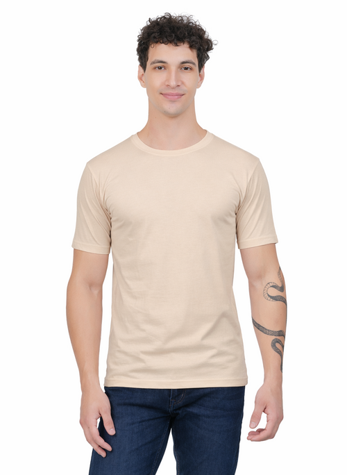 Plain Half Sleeve T-Shirt(Beige)
