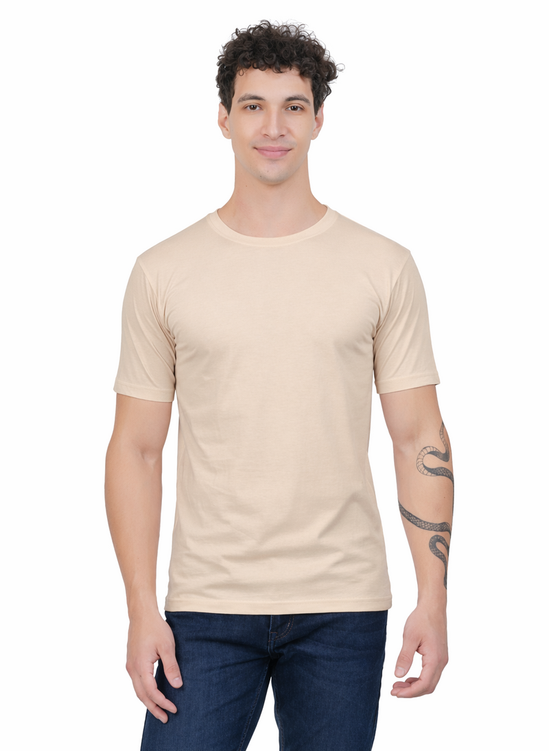 Plain Half Sleeve T-Shirt(Beige)