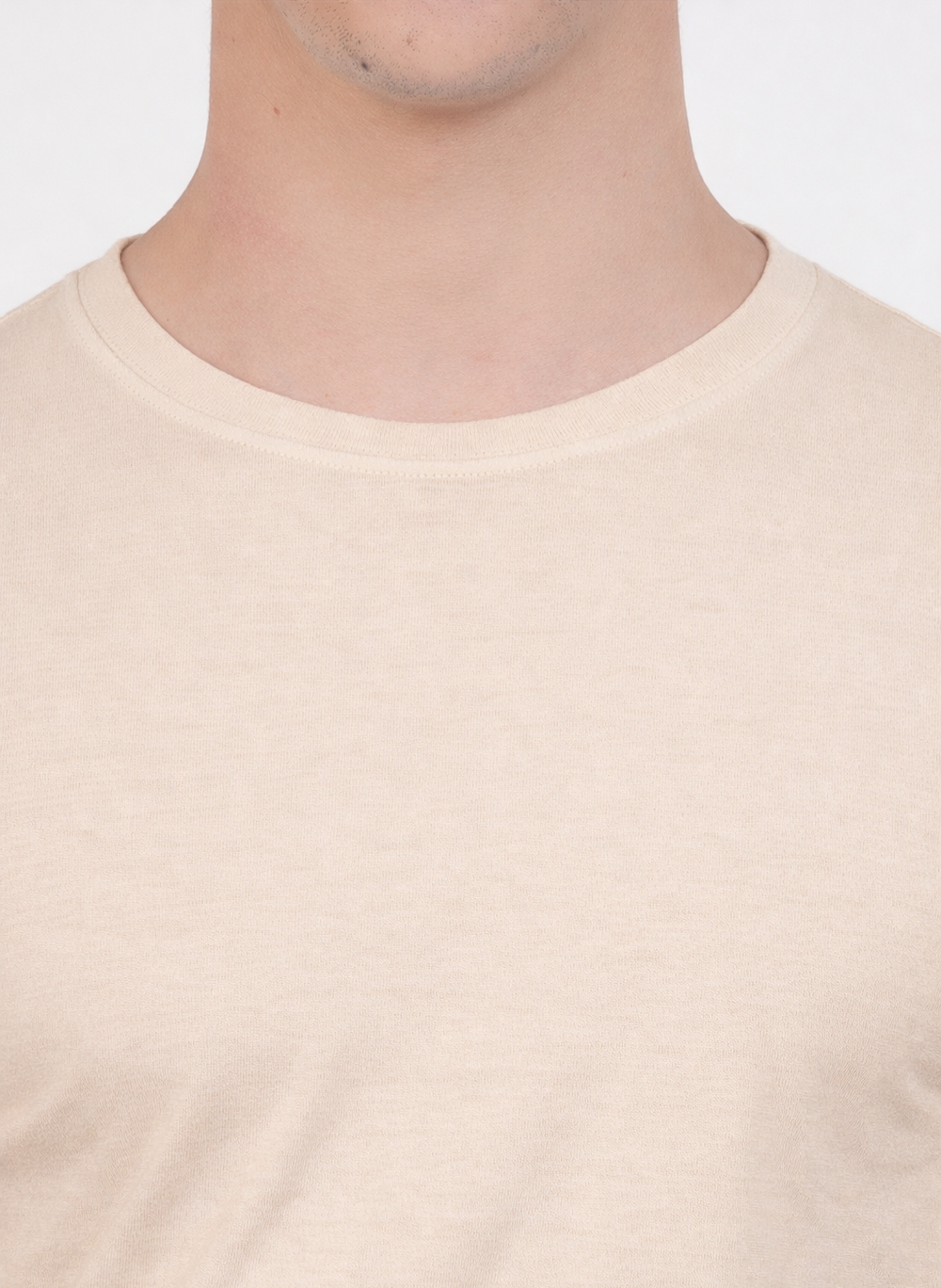 Plain Half Sleeve T-Shirt(Beige)