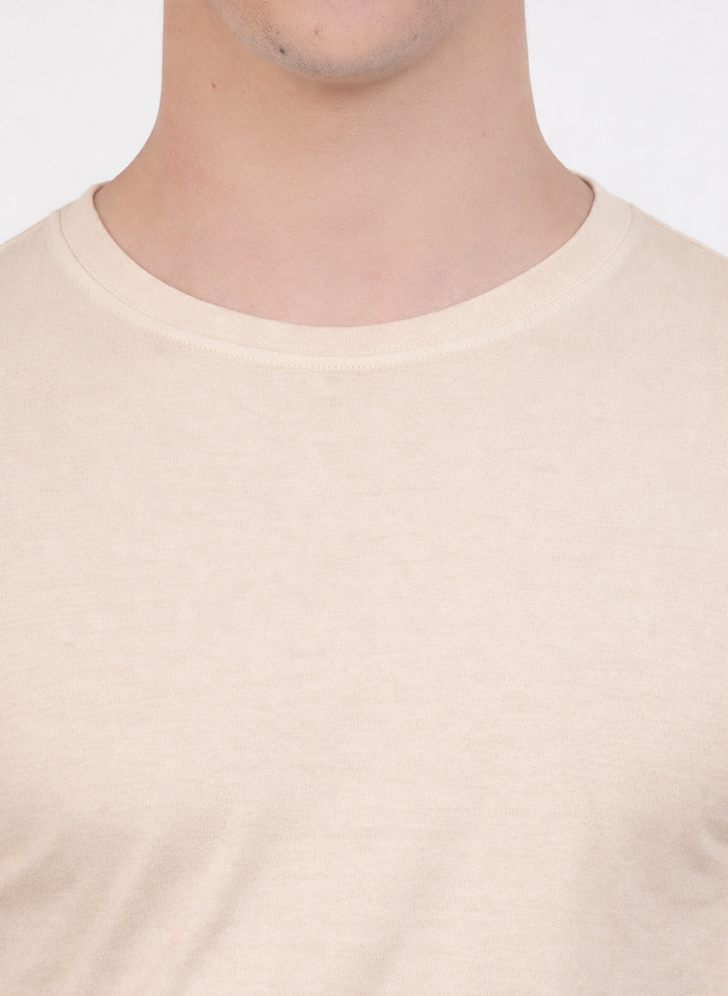 Plain Half Sleeve T-Shirt(Beige)