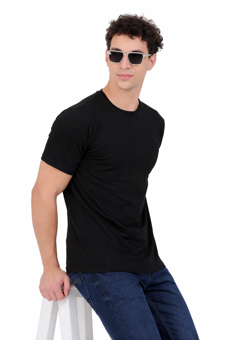 Plain Half Sleeve T-Shirt(black)