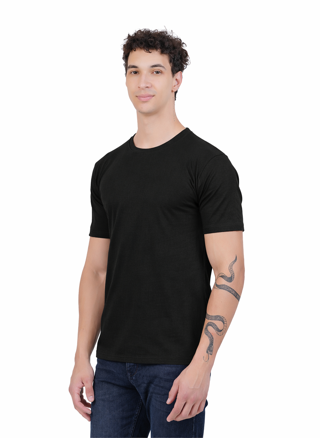 Plain Half Sleeve T-Shirt(black)