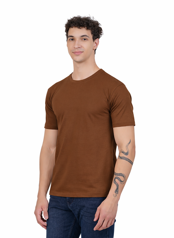 Plain Half Sleeve T-Shirt(Brown)