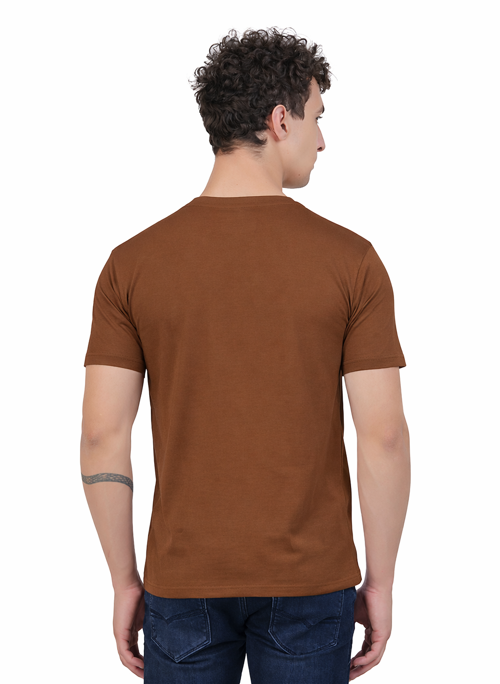 Plain Half Sleeve T-Shirt(Brown)