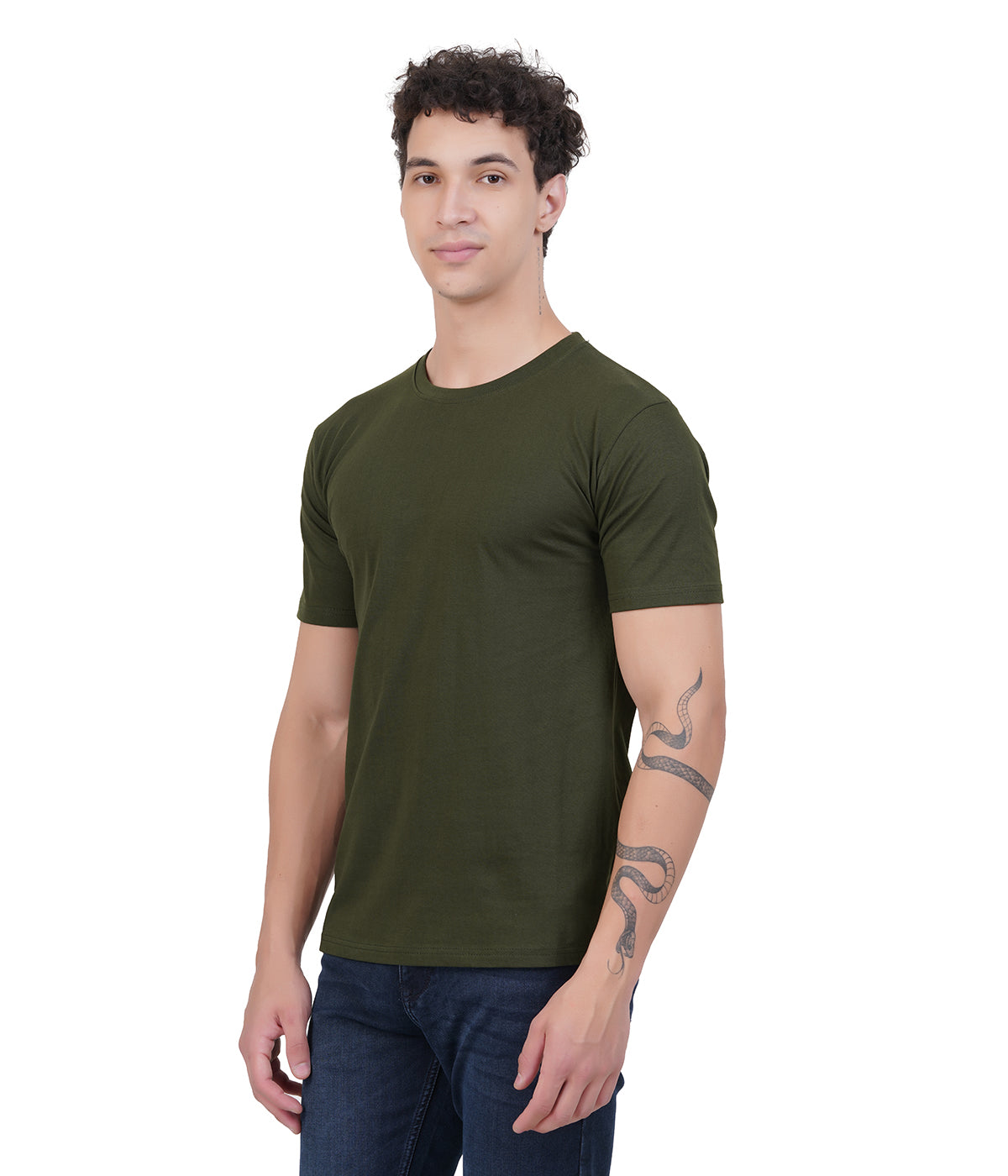 Plain Half Sleeve T-Shirt(Olive Green)
