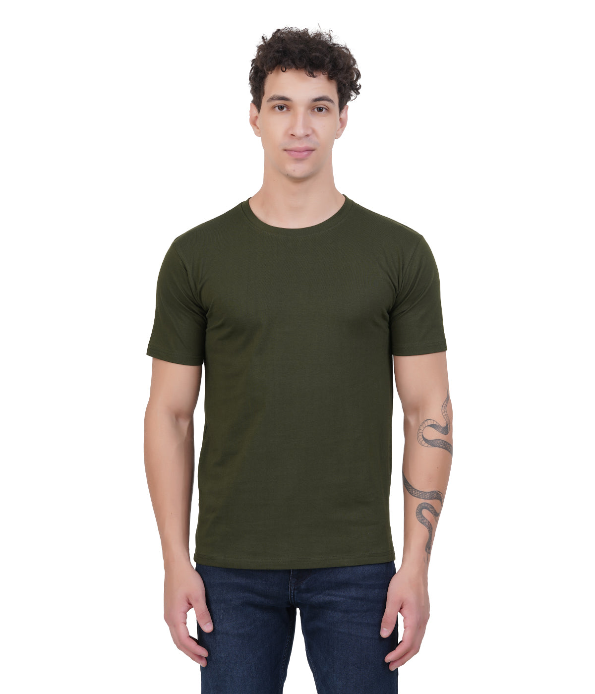Plain Half Sleeve T-Shirt(Olive Green)