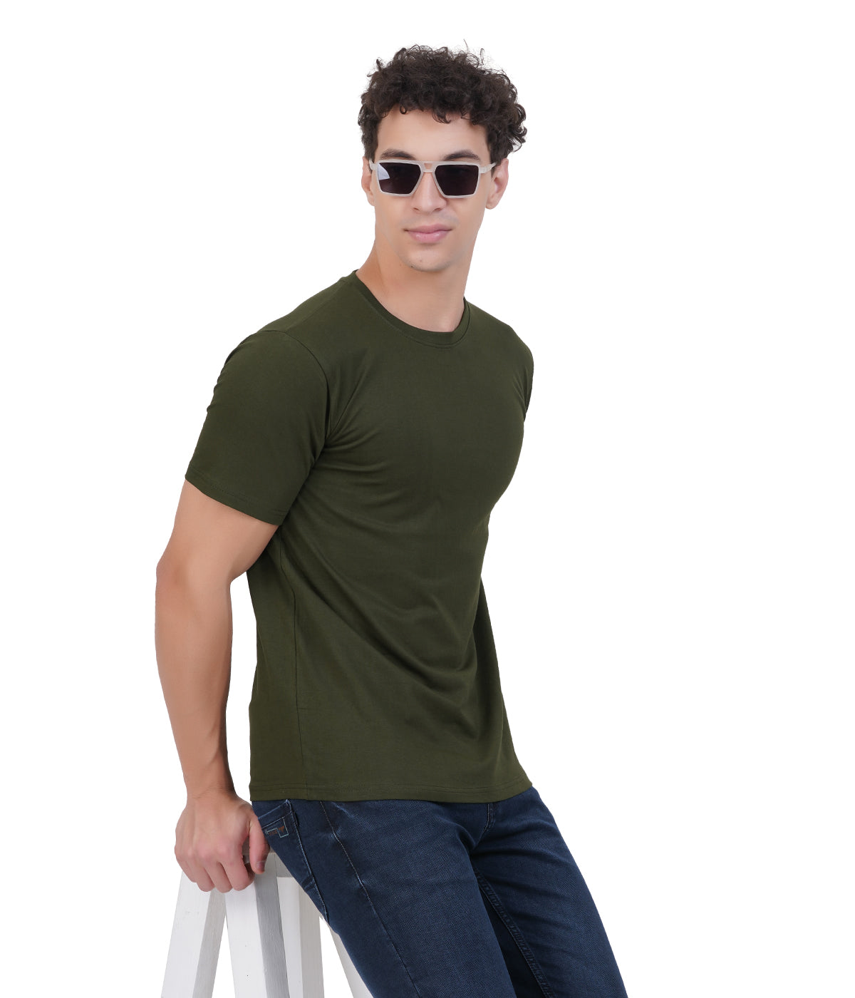 Plain Half Sleeve T-Shirt(Olive Green)