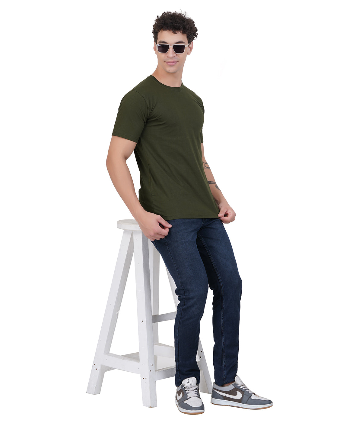 Plain Half Sleeve T-Shirt(Olive Green)