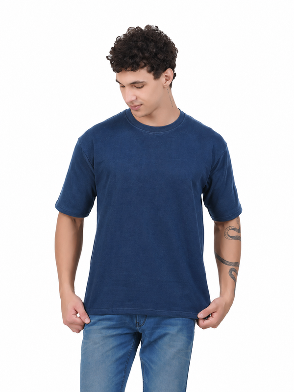 Kelvo Oversized T-Shirt | 240 GSM Cotton | Navy Blue