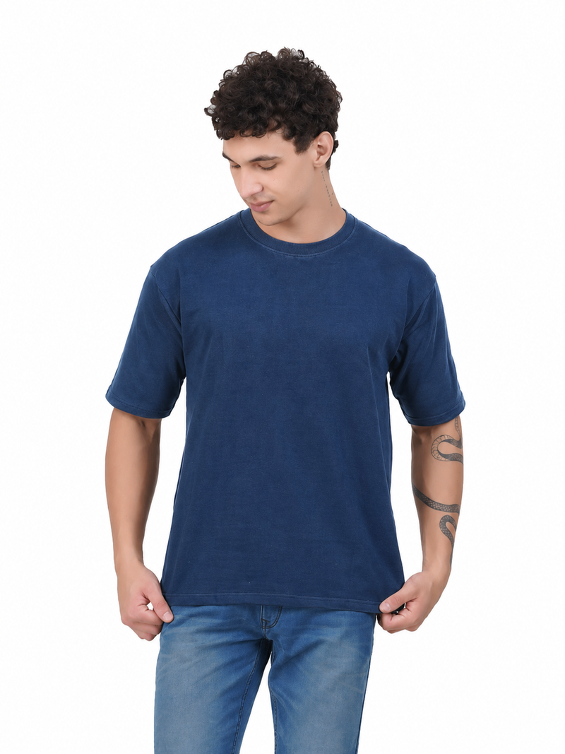 Kelvo Oversized T-Shirt | 240 GSM Cotton | Navy Blue