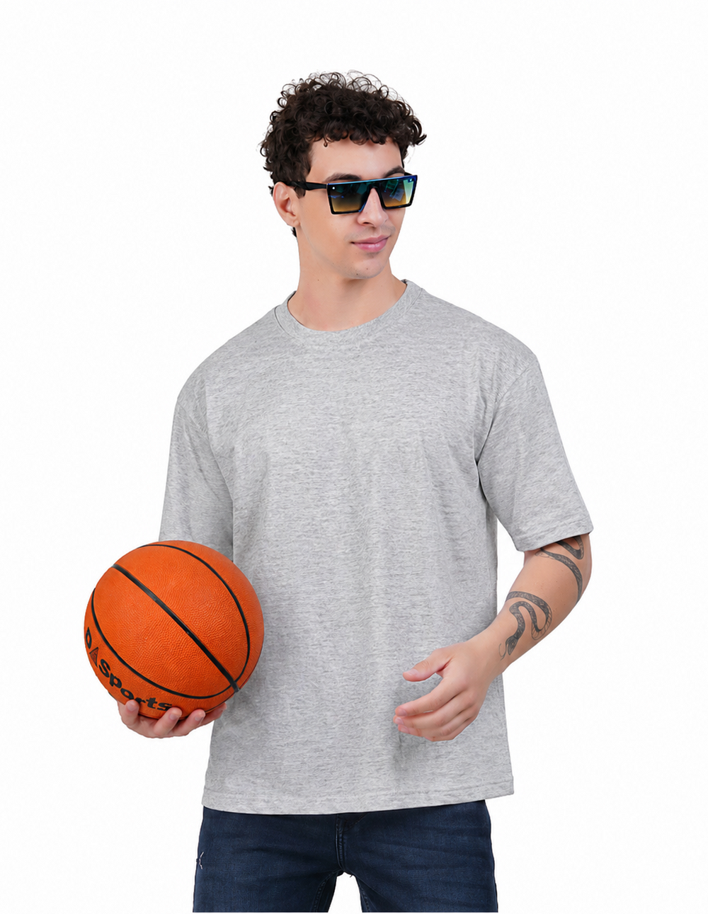 Kelvo Oversized T-Shirt | 240 GSM Cotton | Gray Milange