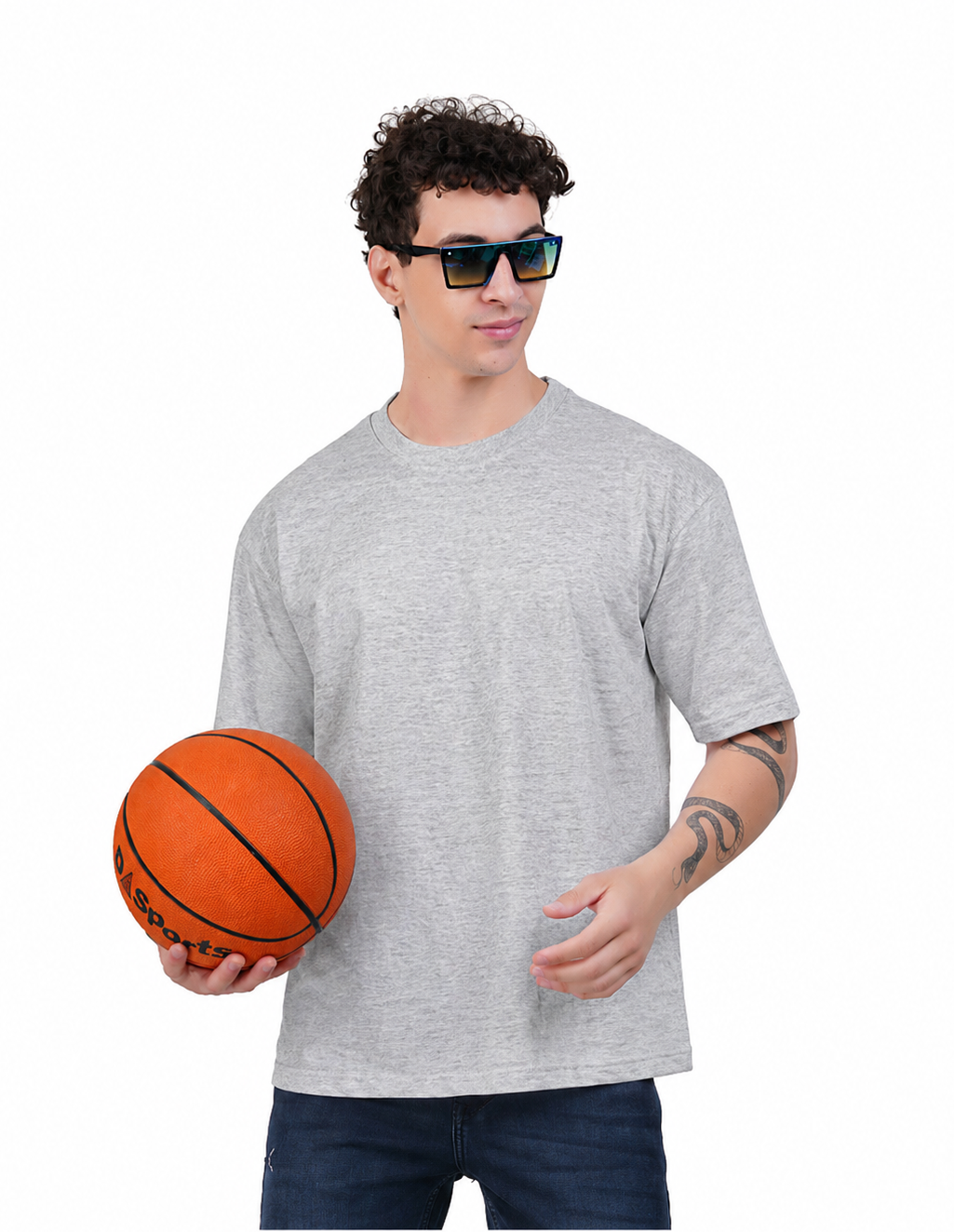 Kelvo Oversized T-Shirt | 240 GSM Cotton | Gray Milange