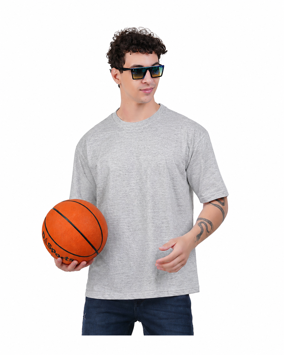Kelvo Oversized T-Shirt | 240 GSM Cotton | Gray Milange