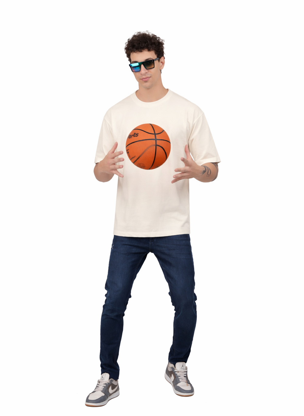 Pack of 3 Oversized T-Shirts for Men – Soft Cotton Combo Set (Beige,Blue,Red)