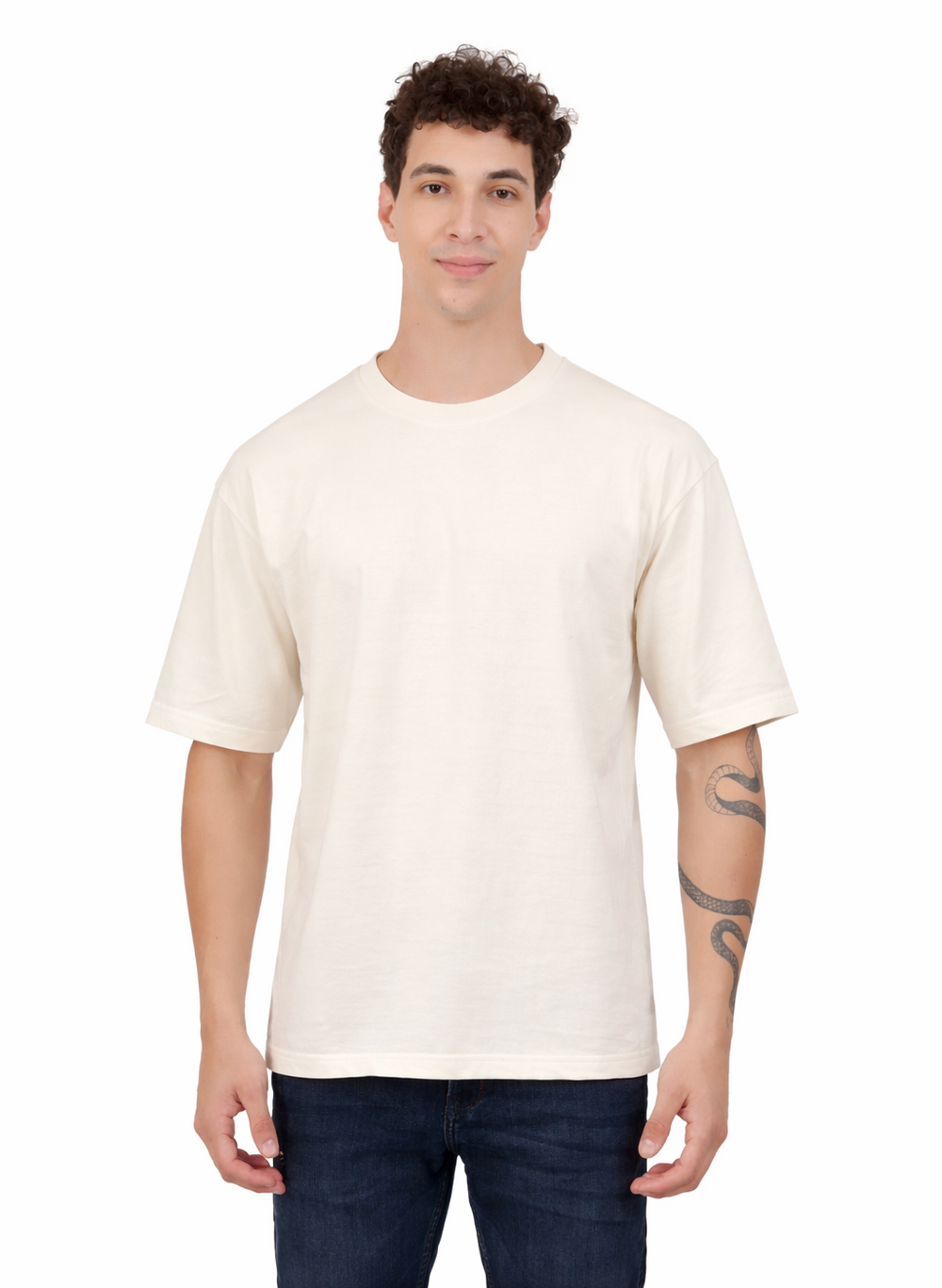 Pack of 3 Oversized T-Shirts for Men – Soft Cotton Combo Set (Black,White,Beige)