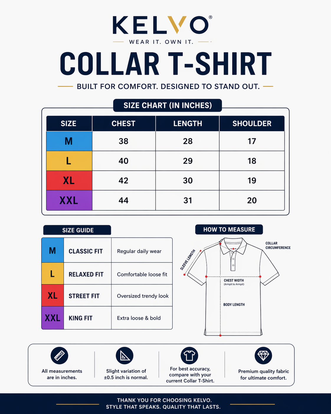 Kelvo Premium Polo T-Shirt | 230 GSM Cotton | Regular Fit | Polo Collar